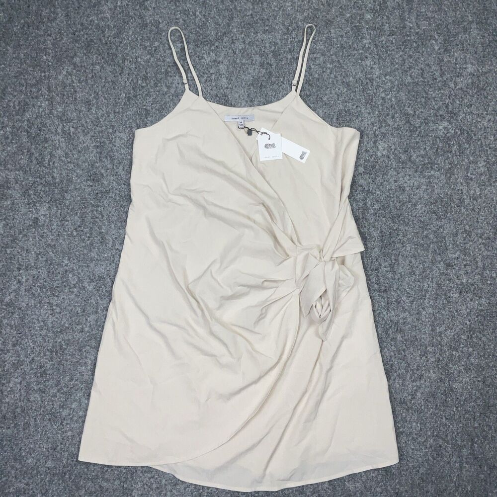 Naked Zebra Dress Womens Size M Beige champagne Wrap Mini  Y2K Date Wedding Club